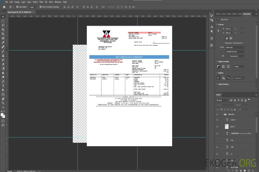 USA West Memphis Business Utility Commission Facture de services publics Modèle Word et PDF template USA West Memphis Business Utility Commission Facture de services publics Modèle Word et PDF template